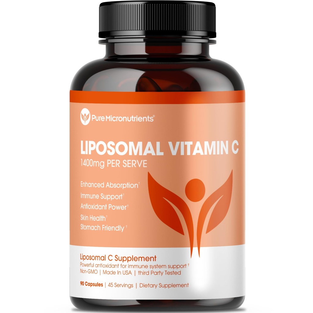 Pure Micronutrients Pure Liposomal Vitamin C - 1400 mg Per Serve Supplement - 90 Capsules - High Abxia VIT C Ascorbik Asit Pills