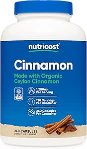 Nutricost Cinnamon Capsules (240 Capsules) hizmet başına 1200 mg - Gluten-Free