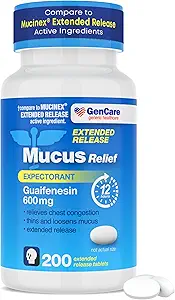 GenCare - Mucus Relief Guaifenesin 600 mg (200 Tablet) Mucus Relief Progestion & Cough - Genişletilmiş Yayın Tabletleri Immediate & Lasting Relief