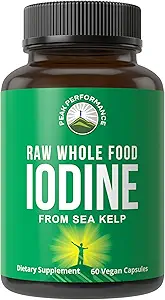Raw Whole Food Iodine Supplement from Organic Kelp (Ascophyllum Nodosum) by Peak Performance. Δισκία υποστήριξης ιωδιούχου καλίου. για Μεταβολισμό, Ενέργεια και Ανοσοποιητικό. 120 κάψουλες Vegan, χάπια.