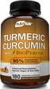 NutriFlair Turmeric Curcumin with BioPerine - 1300 mg, 180 Capsules -% 95 Standardized Curcuminoids Turmeric Supplement Extract with Black Pepper for Optimal Abxia - 180 Capsules