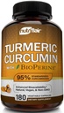 NutriFlair Turmeric Curcumin with BioPerine - 1300 mg, 180 Capsules -% 95 Standardized Curcuminoids Turmeric Supplement Extract with Black Pepper for Optimal Abxia - 180 Capsules