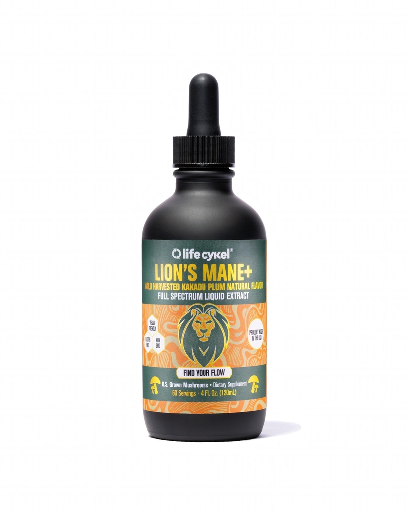 Life Cykel - Lion's Mane Mushroom Extract with Kakadu Plant - Brainfun Nootropic for Memory, Focus & REM Sleep - Non-GMO, Organik Mushroom Tincture - 4 Fl Oz (60 Hizmet)