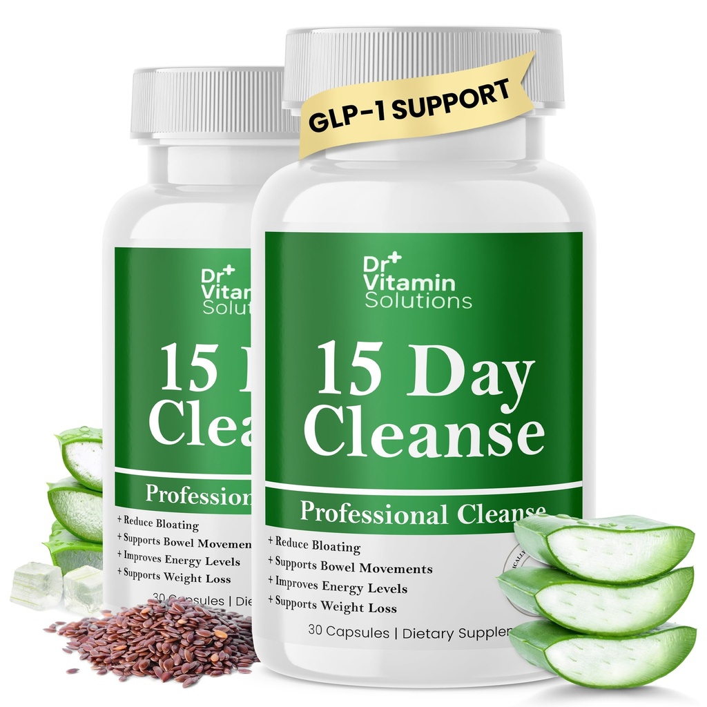DR VITAMIN SOLUTIONS 15 Ημέρα Καθαρίστε το Detox για τις γυναίκες w/GLP-1 Υποστήριξη - Φυσικό Colon & Detox Καθαρίστε για την απώλεια βάρους - Αναπλήρωση & Δυσκοιλιότητα Ανακούφιση - Τοξίνες & Υποστηρίζει Ανοσία - 60 Ct.