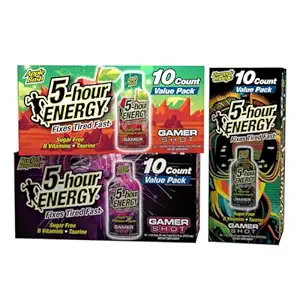 5- Saat Enerji Oyunur Shots Diversity Pack, 30 Count (1.93 fl oz) - Ekstra Güçlü Apple Bash, Rocket Raspberry, Pineapple Şarj Flavors