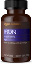 Στοιχεία Iron 18mg κάψουλες, Υποστηρίζει την παραγωγή ερυθρών κυττάρων αίματος, Vegan, 195 κόμης, 6 μήνες προμήθεια (Η συσκευασία μπορεί να διαφέρει)