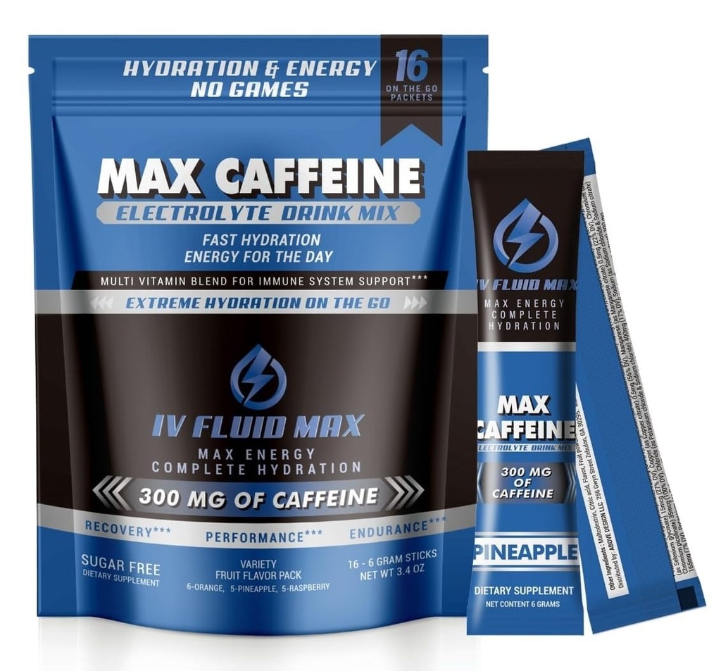 Hydration Acceleration - 300 mg Caffeine - Electrolyte + Energy Drink Mix - Preworkout /Recovery Drink
