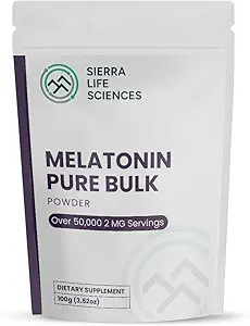 Melatonin | Natural Sleep Aid Bulk Toz | Özel Dose 2 mg - 5 Adet Capsules (100g - 50.000 Dos)
