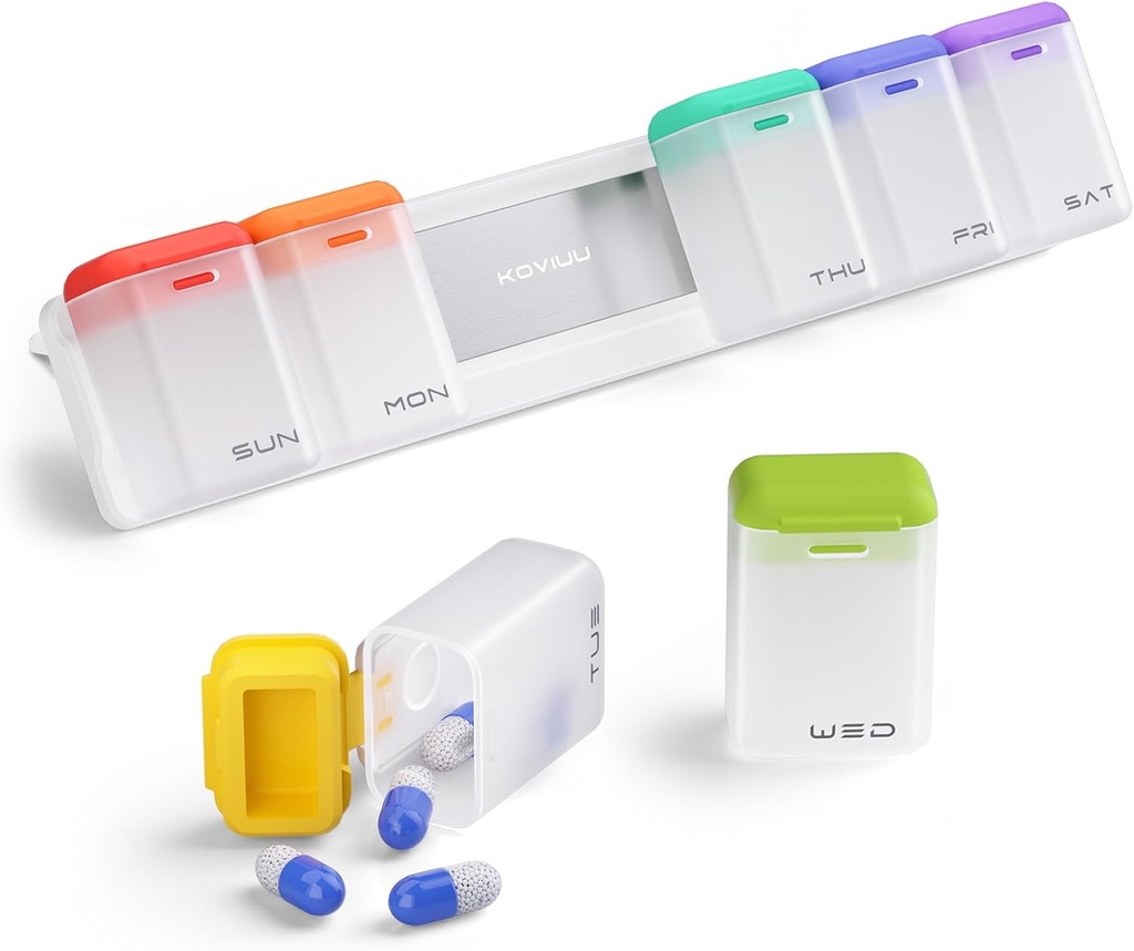 Haftalık Pill Organizer Manyetik, Emekli Pill Box 7 Gün 1 Gün Bir Gün Büyük Pill Vaka Seyahati, Hafta Günlük İlaç Yararı, Tıp Konteyneri Tamam Vitamini, White