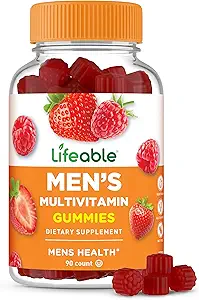 Lifeable Multivitamin for Men Gummies | VIT A, C, D, E, B1, B2, Niacin, B5, B6, Folate, B12, Biotin, Iodine, çinko, Chromium, Macintosh, Lycopene, Inositol | Erkekler Multivitaminler Gummies | 90 Gummies | 90 Gummies