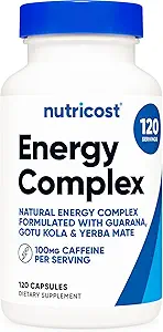 Nutricost Natural Energy Pills Complex 120 Capsules, 100mg Caffeine - Gluten Free - Non-GMO