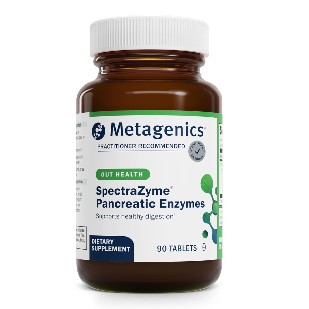 Metagenics SpectraZyme Pancreatic Enzymes - Protein, Fat & Carb Breakdown - Destekler Digestion, Gas Relief & Gut Health* - Non-GMO, Gluten-Free - 90 Tabletler