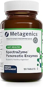 Metagenics SpectraZyme Pancreatic Enzymes - Protein, Fat & Carb Breakdown - Destekler Digestion, Gas Relief & Gut Health* - Non-GMO, Gluten-Free - 90 Tabletler