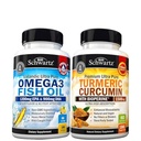 Triple Strength Omega 3 Fish Oil Softgels (2 Μήνας Προμήθεια) Plus Κουρκουμίνη κουρκουμίνη με εκχύλισμα μαύρου πιπεριού 1500mg Complex (2 Μήνες Προμήθεια)