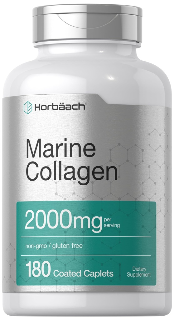 Horbäach Marine Collagen Capsule 2000mg | 180 Caplet Capsules | Tip 1 withdis | Non-GMO, Gluten Free Supplement Supplement Supplement