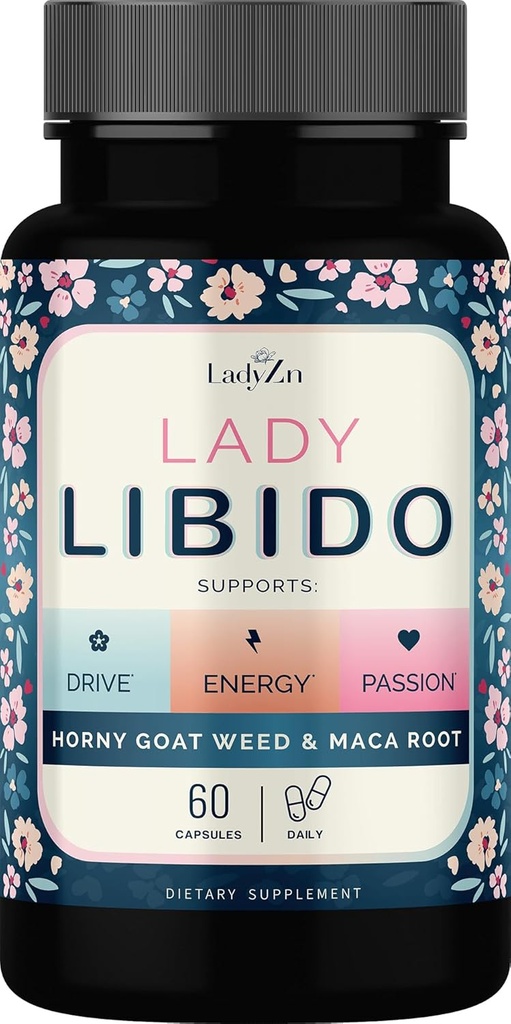 Lady Libido Supplement for Women Support Mood, Drive & Energy, with Hornygoatweed & Maca Root | Female Libido Booster for Women | Hormone Balance Pills to Relieve Stress & Reduce Dryness - 60 Capsules
