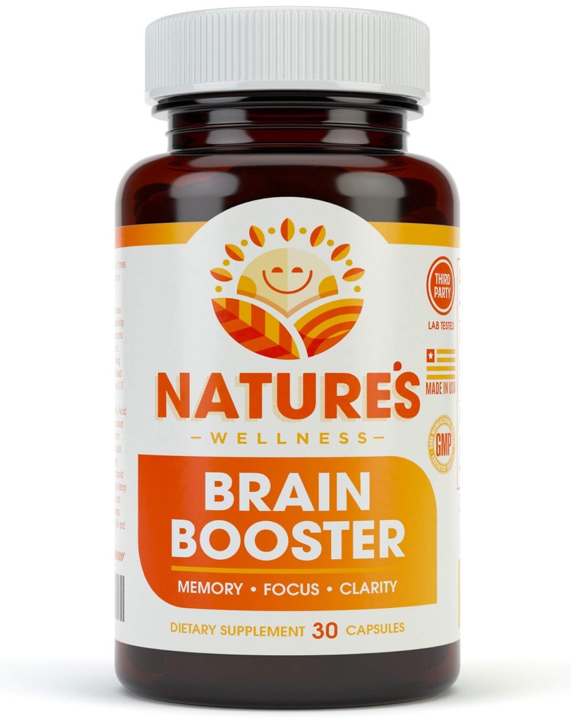Natures Wellness Brain ATM | Doğal Bilişsel Gelişen Odak, Hafıza ve Ruh Clarity | Nootropics Brain Supplement | DMAE, Rhodiola Rosea Ekstraksiyon, Bacopa Monnieri, Ginkgo Biloba