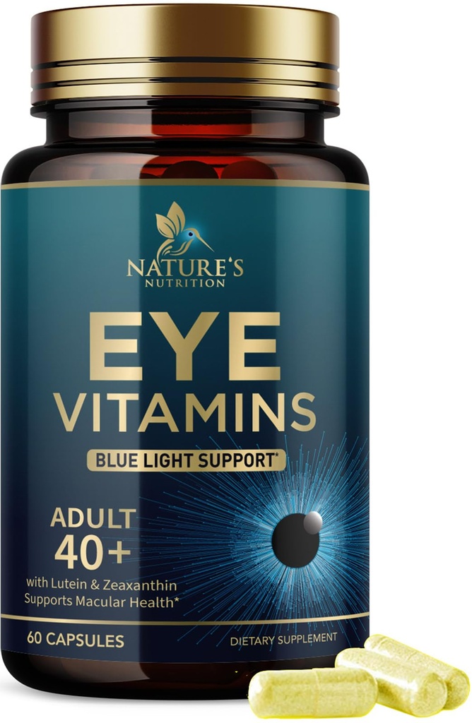 Eyes Vitamini - Lutein, çinko, Vitamins C, E, Zeaxanthin & Minerals ile Gelişmiş Göz Bakımı Vitaminleri - ABD'de Şişelenmiş - 60 Capsules