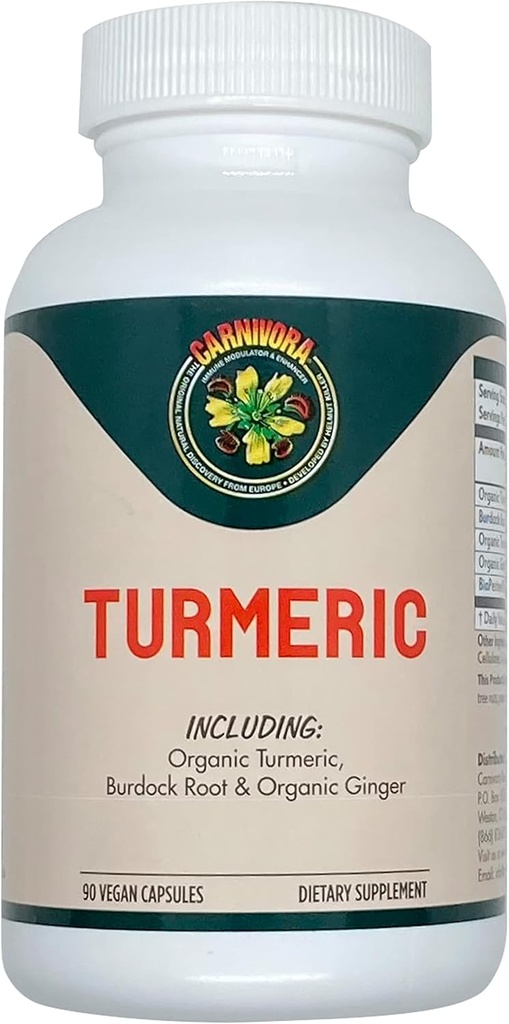 Carnivora Turmeric - Ortaklar ve Digestive Health (90 Vegan Capsules) için destek