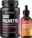 HAVASU NUTRITION USDA Organic Pumpkin Seed Oil Drops (60 Servings) & Saw Palmetto για γυναίκες Hair Complex (30 Services)