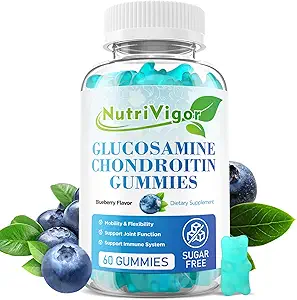 Γλυκοσαμίνη Chondroitin Gummies, πρόσθετο συμπλήρωμα κοινής υποστήριξης δύναμης με MSM & Elderberry, κοινό συμπλήρωμα υποστήριξης για ενήλικες, άνδρες και γυναίκες, Blueberry Flavor, 60 Count