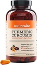 NatureWise Turmeric Curcumin 500mg with Black Pepper Softgels - Extra Strength, Enhanced Absorption - 95% Curcuminoids & BioPerine for Immune Support - Gluten-Free, Non-GMO - 180 Count[6-Month Supply]