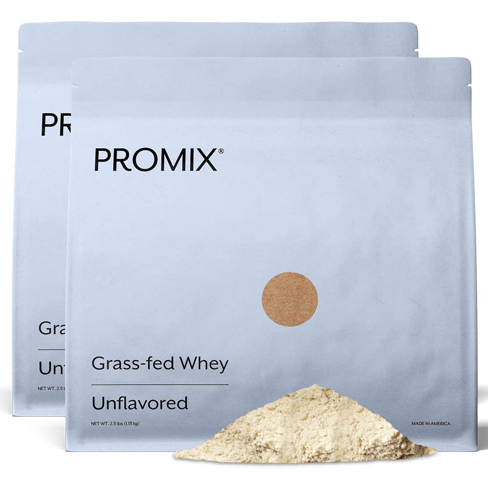 ProMix Beslenme Whey Protein Toz, Unflavored - Grass-Fed - Post Workout Fitness & Beslenme Shakes, Smoothies, Baking & Cooking - Gluten-Free & Keto-Friendly - 5 Pound (Pack of 2)