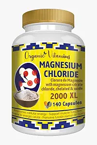 Magnesium Chloride (cloruro de magnesio) 140 Capsules - High Absorption Magnesium Supplement with Citrate, chelated and Oxide High Potency Mg. Easy to Swallow, Non-GMO