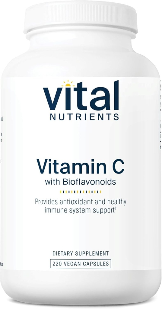 Vital Nutrients C with Bioflavonoids | Vegan Supplement for Immune Support* | 1000 mg C ve 500 mg Citrus Bioflavonoid | Gluten, Dairy and Soy Free | Non-GMO | 220 Capsules