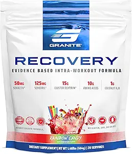 Recovery Διατροφής Γρανίτη - Premium Ενδο-Εκπαιδευτικό Ποτό με EAAs, Σμήνος Dextrin, Sensoril & Senactiv για την αθλητική απόδοση και Lean Μύες Κερδίζει - Rainbow Candy Γεύση (20 υπηρεσίες)