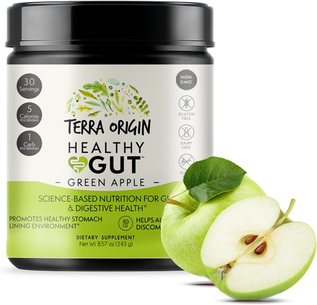 Sağlıklı Gut Green Apple | 30-Servings with L-Glutamine, çinko, Glucosamine, Terpery Elm Bark, Marshmallow Root and More!