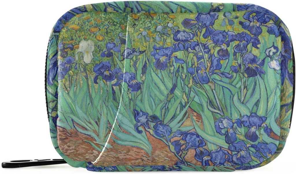 Naanle Irises Van Gogh 7 Day Pill Case Bag Travel Pill Organizer with Surface Portable Weekly Case Compact Boyut for Vitamin Supplement Sahibi