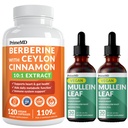 21-in-1 Berberine Supplement with Ceylon Cinnamon Chromium, Bitter Melon ve Green Tea Extract (120 ct) & 5-in-1 Mullein Drops for Lungs and Respiratory Lung Health & Bronchial Support (60 hizmet)