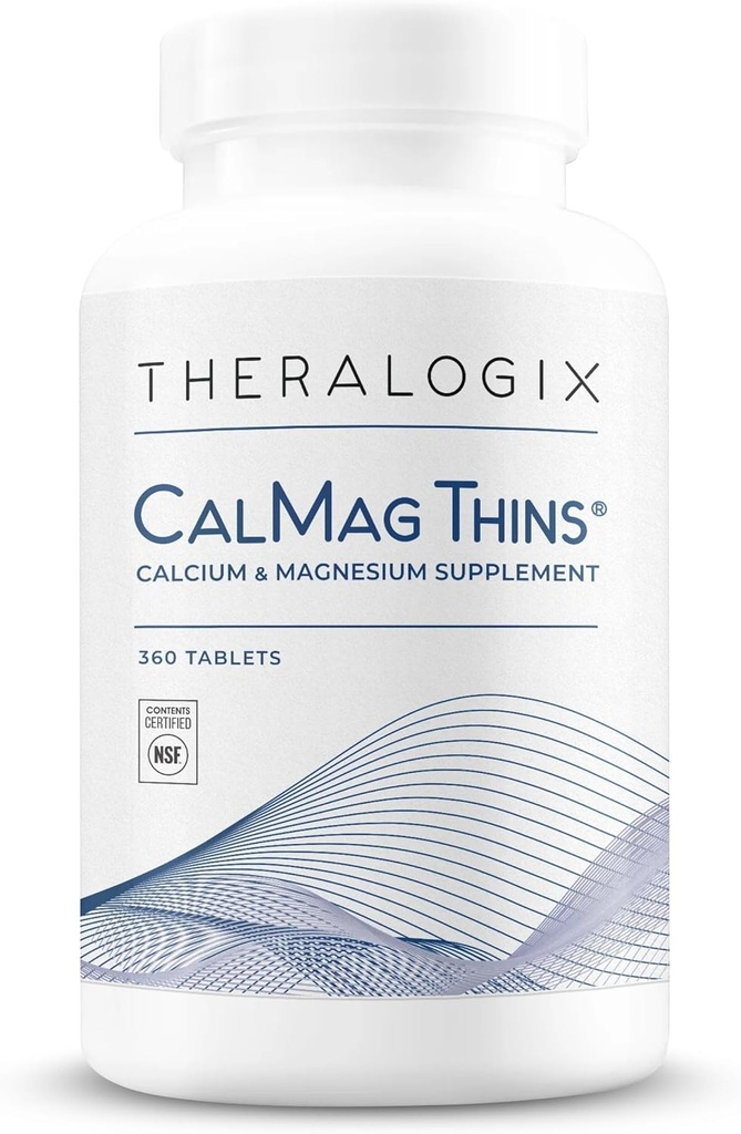 Theralogix CalMag İncesuba & Supplement - Kadınlar ve Erkekler için Bone Support Supplement - Magnezyum 200 mg - NSF sertifikalı - 360 Tabletler