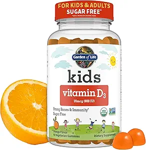Life Kids Vitamin D3 Gummies with 800 IU (% 100 Günlük Değer) for Strong Bones, Teeth, Brain & Immunity – Non-GMO, No Gluten, Vegetarian, Sugar Free, Orange Flavor, 60 Hizmetler