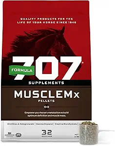 Formula 707 MuscleMx Equine Supplement, 3lb Τσάντα – Υποστήριξη για τη ρύθμιση και τον οικοδόμο μυών για τα άλογα με Lysine, Gamma Oryzanol, Creatine & OKG