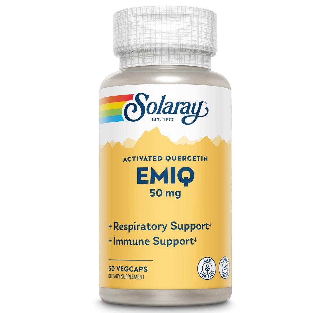 SOLARAY EMIQ Aktif Quercetin, Sinus, Respiratory & Immune Health Support, Geliştirilmiş Aborpsiyon, 30 Hizmet, 30 VegCaps