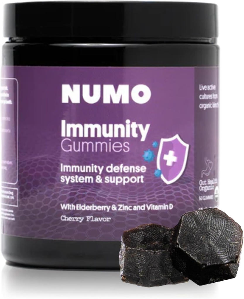 Numo Elderberry Gummies - Antioksis Supplement ile Immune Sistem Desteği - Sambucus Meyvesi, Vitamin D3, çinko, C vitamini, Probiyotikler - Organik, Vegan & Kosher - 60 Kont