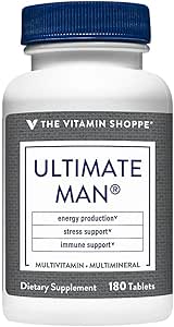 The Shoppe Ultimate Man Multivitamin, High Potency Multi - Energy & Antioxy Mix, Daily Multi-Mineral Supplement for Optimal Men's Health, Gluten & Dairy Free (180 Tablet)