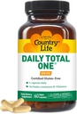 Country Life Daily Total One Multivitamin, Iron Free Once a Day Multivitamin & Multimineral Kompleksi, A, C, D, Including Coenzyme B-Vitamins, Supports Energy Metabolism, 60 Vegan Capsules