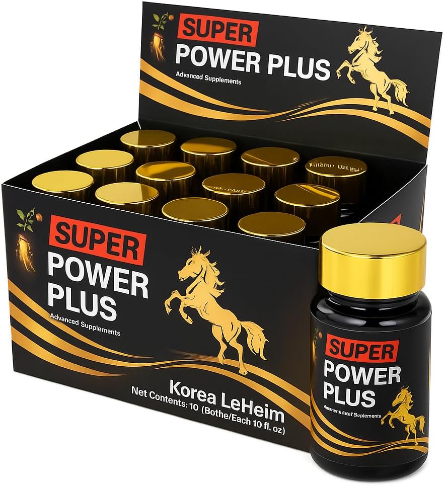 Elestoria Power Plus Super - 10 Şişes Super Power-Plus Botanik Ölçeği (1 FL OZ) Koreli CRISPR ekstraksiyonu Ek Doğal Erkekler Tonic Ginsengi Kore Red BTC Drops