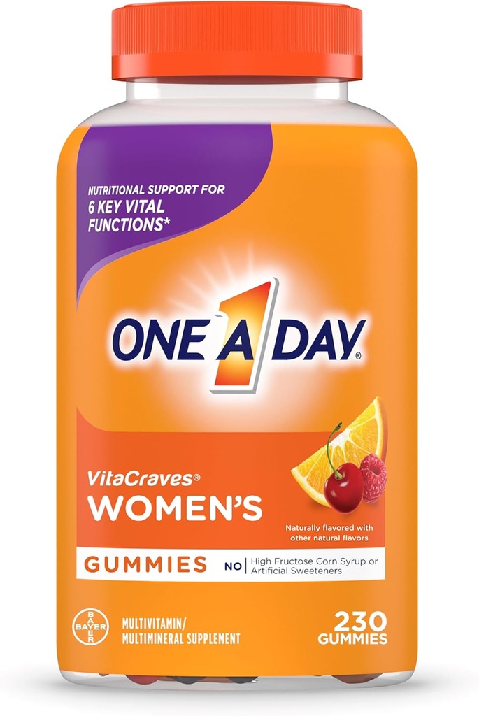 Bir Gün Kadınları Çokvitamin Gummies, Immune Health Support için A, C, E, Vitamin D ve çinko, 230 sayı