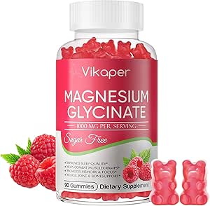Magnesium Glycinate Gummies Sugar Free,Magnesium Potassium Supplement with Vitamin D3,B6 to Sleep,Stress,Muscle Relief,Nerve Health Support for Adults,180 Raspberry Flavor Gummy