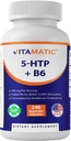 Vitamatic 5-HTP 200 mg with B6 5 mg Per Service - 240 Vejetary Capsules (5-Hydroxytryptophan) - (Griffonia Simplicifolia Tohumu)