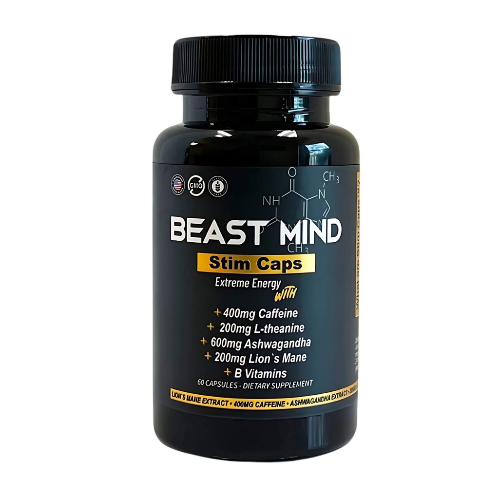 Extreme Energy Pills | 400 mg Caffeine | 600 mg Ashwagandha | 200 mg Lions Mane | Art & Focus & Mood Tarafından Beast Mind