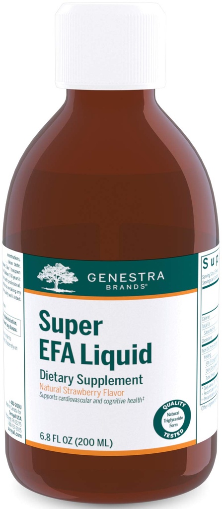 Genstra Brands Super EFA Liquid | EFA Supplement to Support Cardiovascular, Beyin, Gözler ve Nerves | 6.8 fl. oz. | Natural Strawberry Flavor