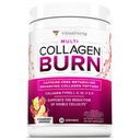 Multi Collagen Burn: Hydrolyzed Protein, with Hyaluronic Acid, C, SOD B Dimpless, Tip I, II, III, V ve X, Caffeine-Free Strawberry Lemonade Flavored 30 Servisler