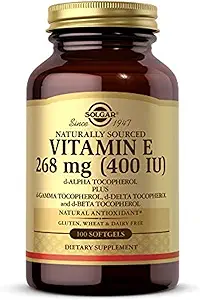 Solgar Vitamin E 268 MG (400 IU) (d-Alpha Tocopherol & Mixed Tocopherols), 100 Softgels - Supports Immune System & Skin Nutrition - Natural Antioxidant - Gluten Free, Dairy Free - 100 Servings