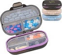 3 Packs 7Compartments Pill Organizer - Büyük, Güvenli Locking ve Moisture Kanıt Pill Box - Tehlikeli Maddeler / Yağlar / Supplements - Pastillero