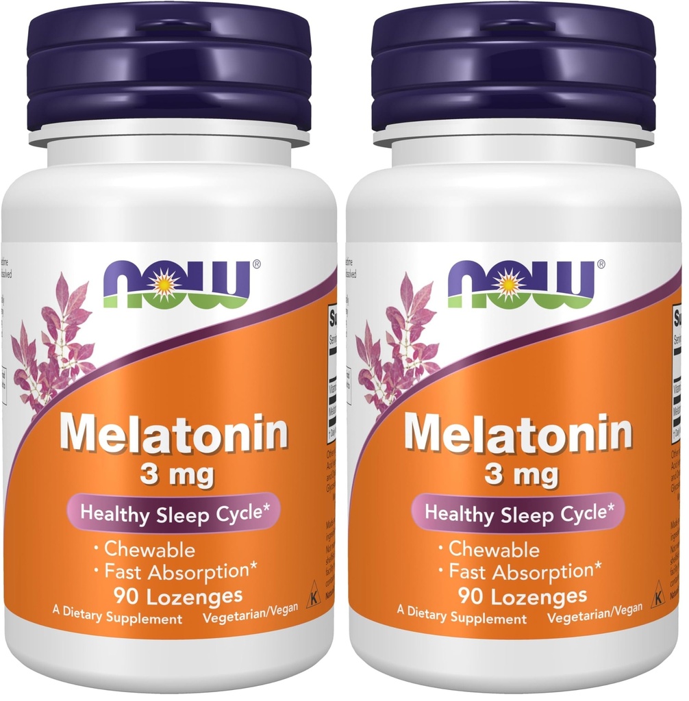 Şimdi Tamamlar, Melatonin 3 mg, Free Radikal Scavenger*, Sağlıklı Uyku Döngüsü*, 90 Chewable Lozenges (Pack of 2)